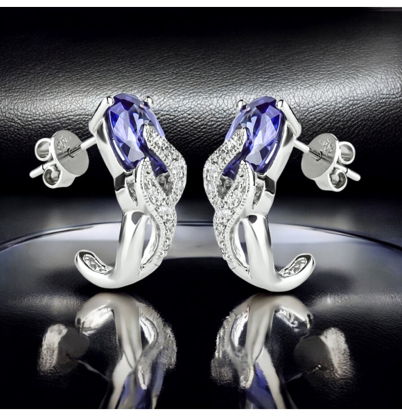 Aretes de Tanzanita Con Plata 925