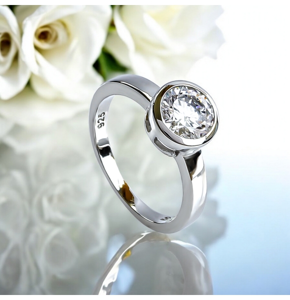 Anillo de Compromiso en Plata .925 Solitaire