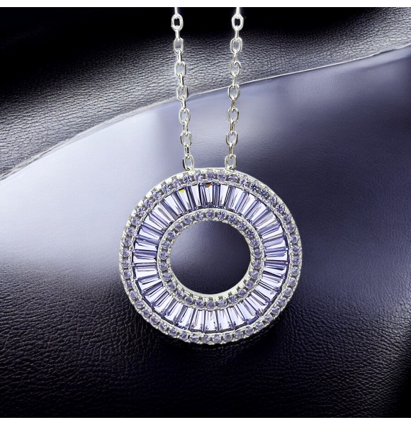 Collar Circulo de Tanzanita con Cadena de Plata