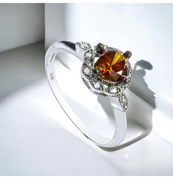 Anillo de Diamante Chocolate Corte Brillante