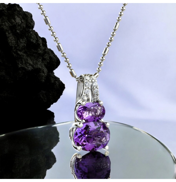 Dije de Plata con 2 Piedras de Amatista