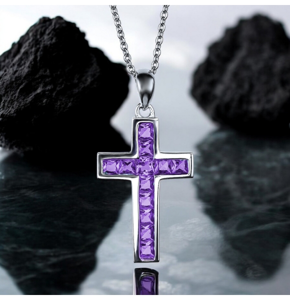 Cruz de Plata Con Amatista