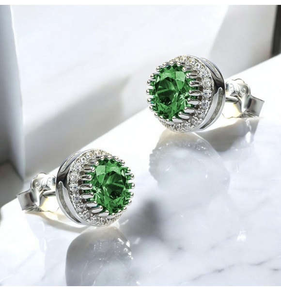 Pendientes de Plata Esterlina con Esmeralda
