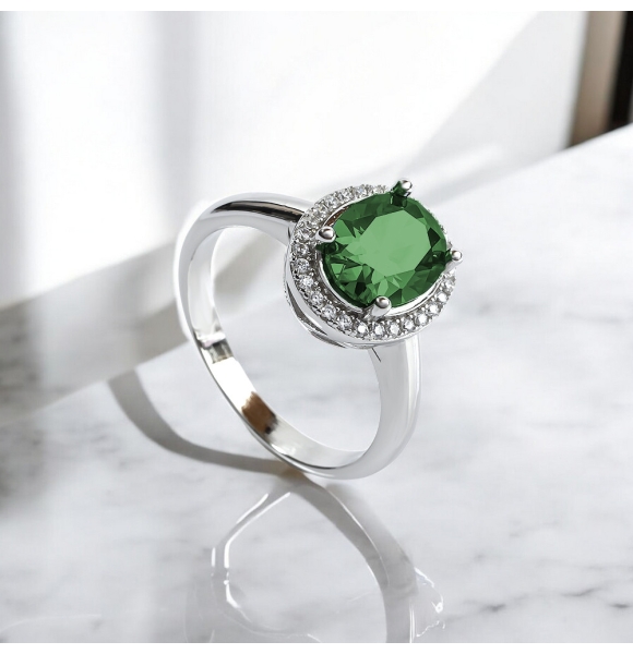 Anillo de Esmeralda Con Plata de Ley 925