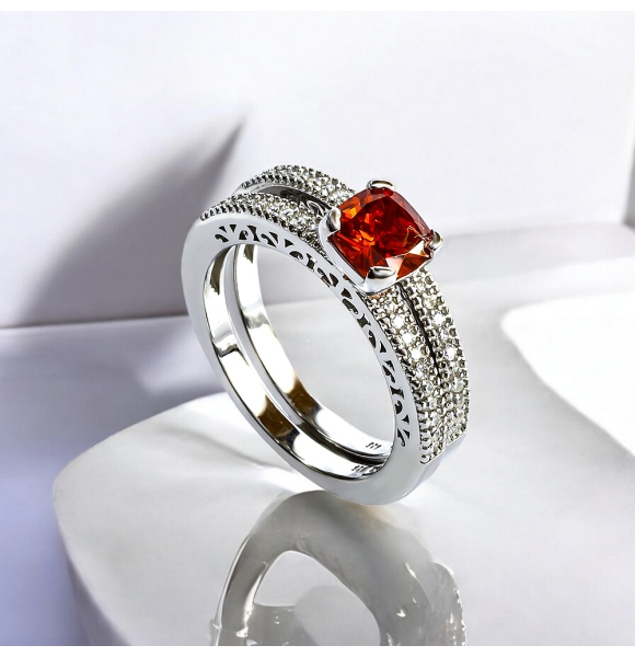 Doble Anillo de Plata Opalo de Fuego