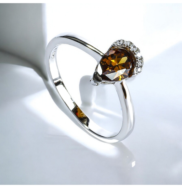 Sterling Silver Anillo de Diamante Chocolate