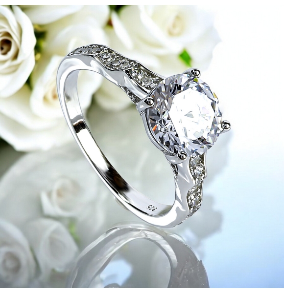 8 mm Anillo Solitario en Plata .925