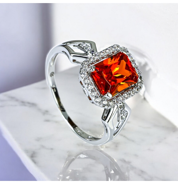 Anillo de Plata De Ley 925 con Opalo de Fuego