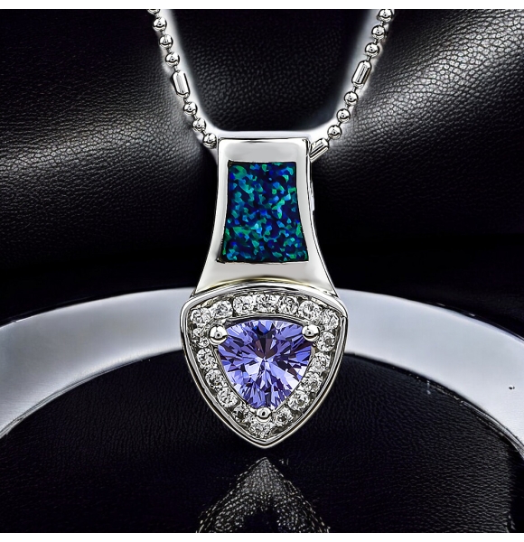 Dije de Plata .925 con Ópalo Australiano y Tanzaita