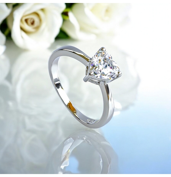 Anillo de Plata de Ley 925 Corazón Compromiso