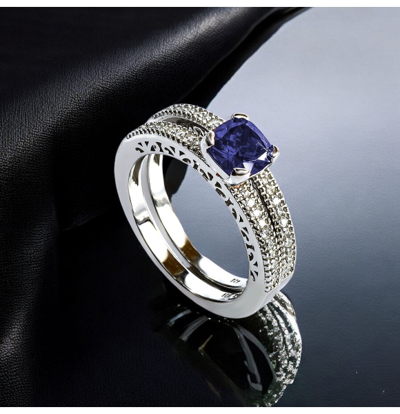 Doble Anillo de Plata Tanzanita