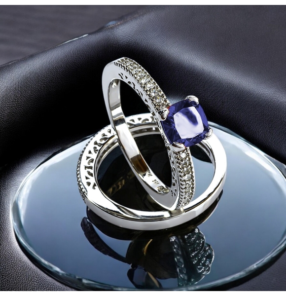 Doble Anillo de Plata Tanzanita
