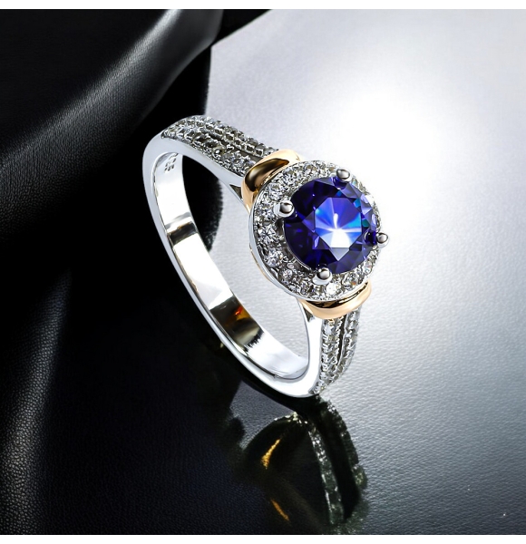 Anillo de Plata Sterlina 925 Con Tanzanita Corte Brillante