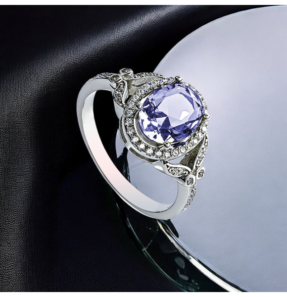 Anillo de Plata Sterlina Con Tanzanita