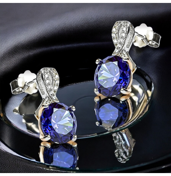 Juego de Tanzanita Corte Brillante Con Plata