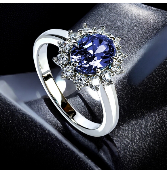 Anillo de Tanzanita en Corte Ovalo Con Plata 925