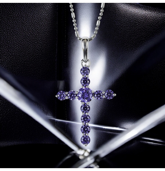 Dije de Cruz con Tanzanita Plata .925