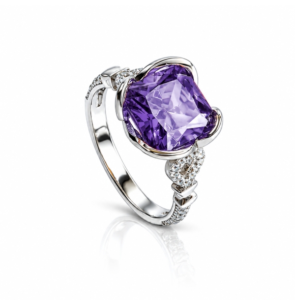 Anillo de Amatista Con Plata