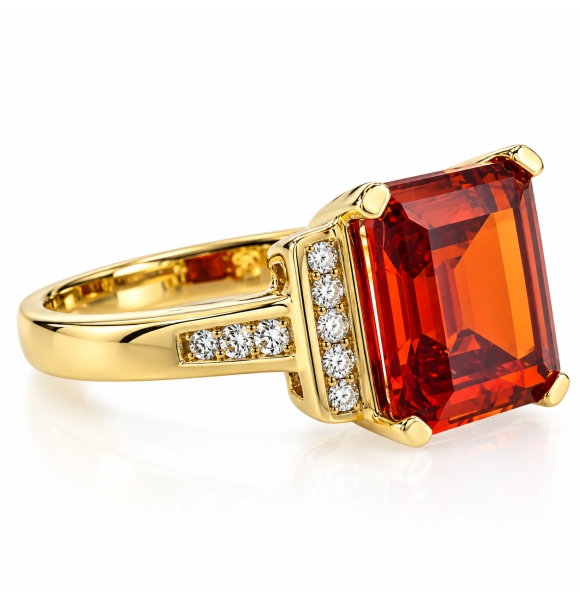 Anillo de Opalo de Fuego en Plata con un Baño de Oro 14K