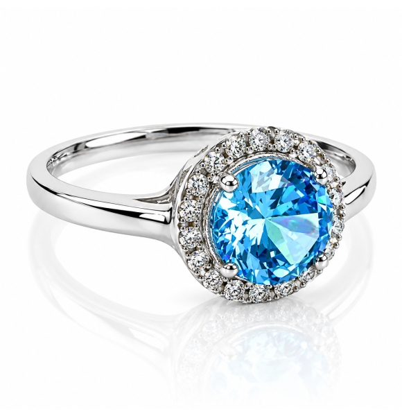 Anillo de Plata de Ley con Topacio Azul