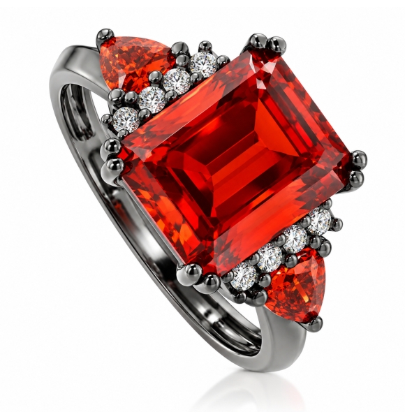 Hermoso Anillo de Plata Negra con Ópalo de Fuego