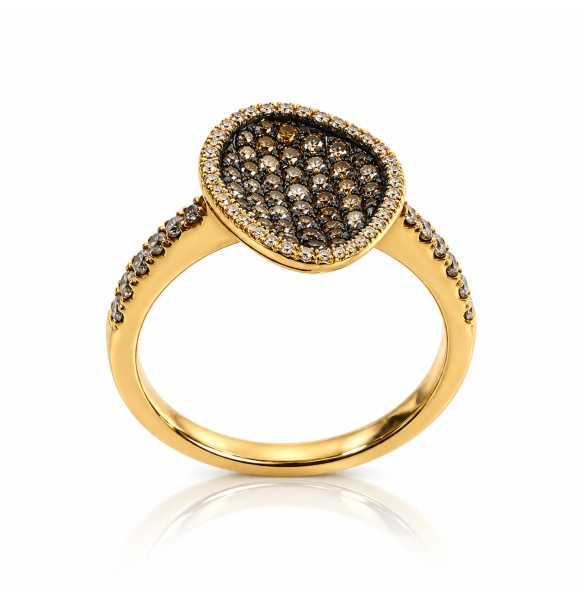 0.60 Ctw Anillo de Oro Amarillo de 14K con Diamante Chocolate