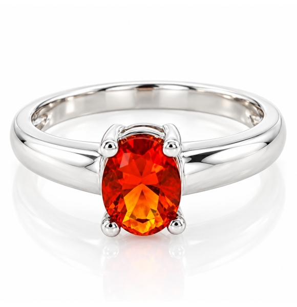 Anillo de Plata con Ópalo de Fuego Genuino