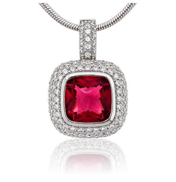 Dije con Turmalina Rosa en Plata Fina .925