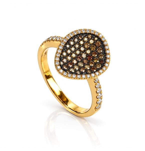 0.60 Ctw Anillo de Oro Amarillo de 14K con Diamante Chocolate