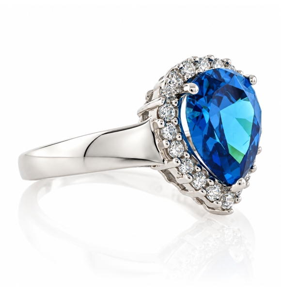 Anillo de Plata de Ley con Gema de Topacio Azul