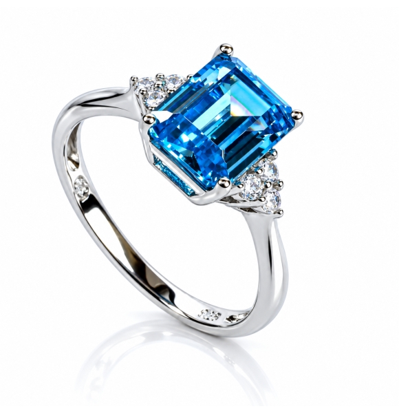 Anillo Elegante de Plata Fina .925 con Topacio Azul