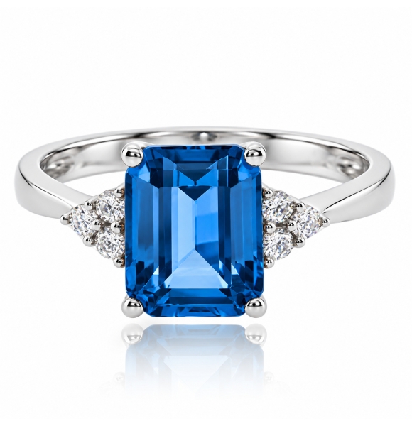 Anillo Elegante de Plata Fina .925 con Topacio Azul