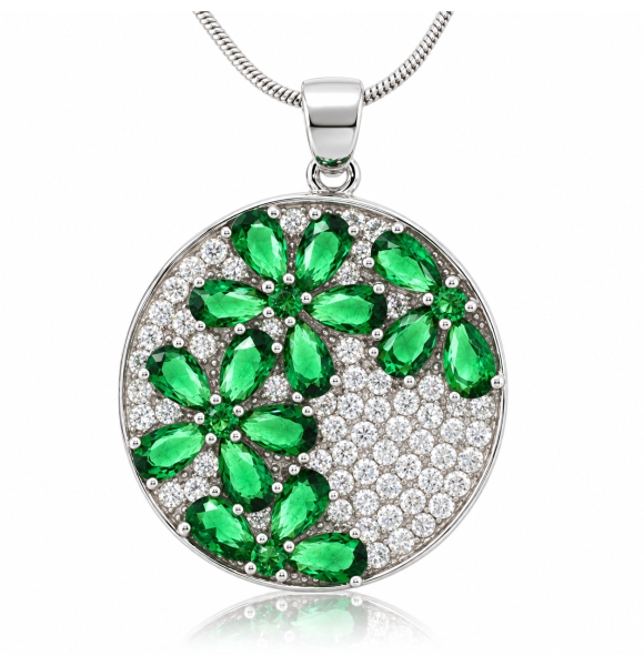 Hermoso Dije de Plata .925 con Incrustaciones de Esmeralda
