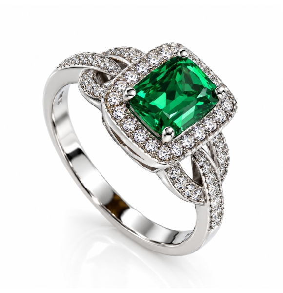 Anillo de Esmeralda Con Plata