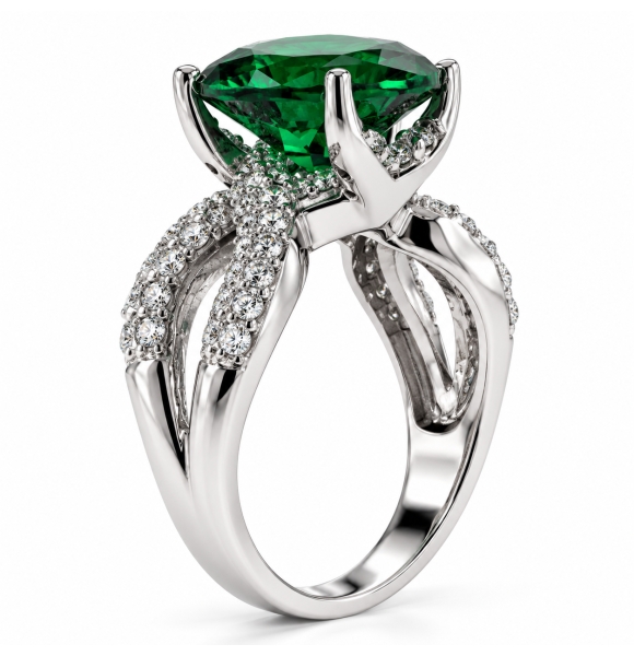 Precioso Anillo de Plata de Ley con Esmeralda