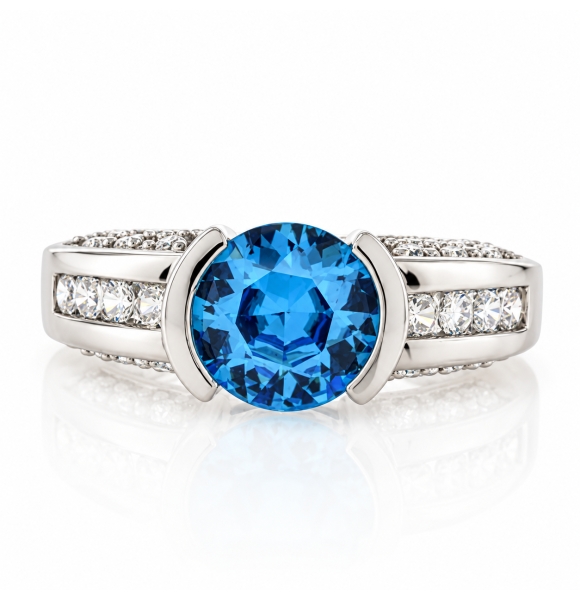 Anillo de Plata .925 con Topacio Azul