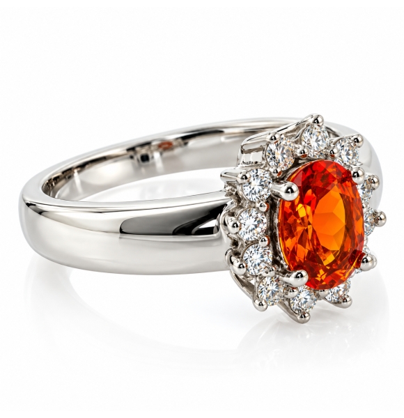 Hermoso Anillo de Plata con Ópalo de Fuego Genuino