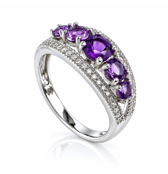 Anillo de Plata de Ley con Amatista