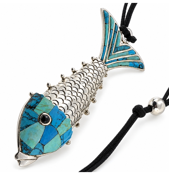 Collar de Pez en Plata y Turquesa