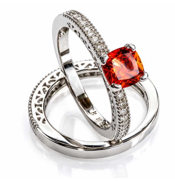 Doble Anillo de Plata Opalo de Fuego