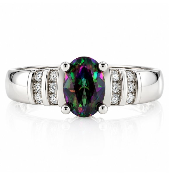 Anillo de Plata con Topacio Mistico