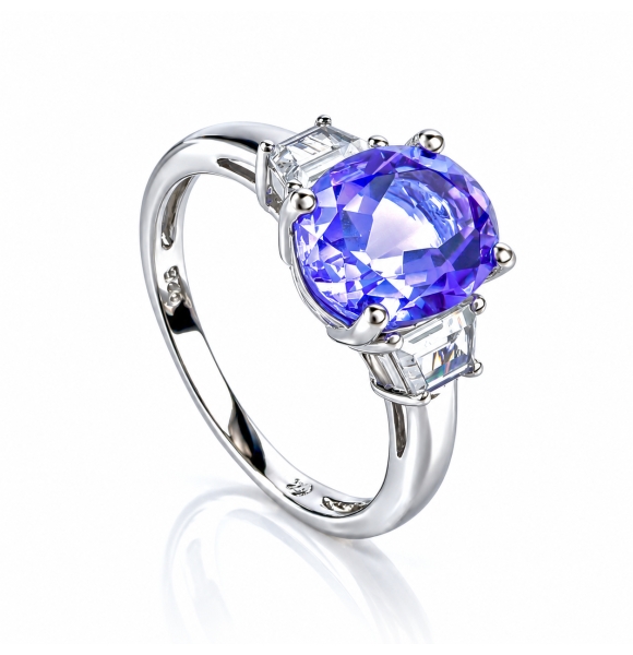 Anillo de Alejandrita en Plata .925 ( Azul/Morado )