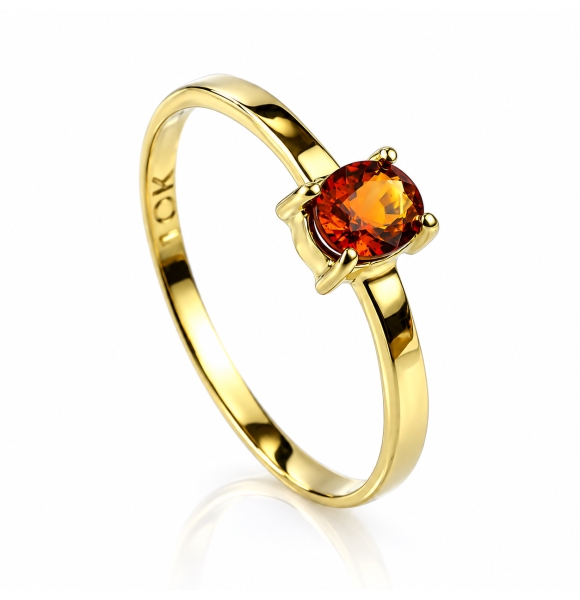 Anillo de Oro 10K Amarillo Con Zafiro Natural