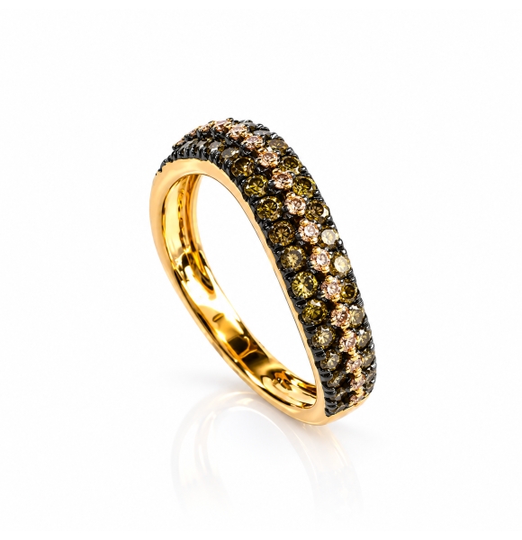 0.76 Ctw Anillo de Oro Amarillo de 14K con Diamante Chocolate