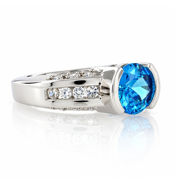 Anillo de Plata .925 con Topacio Azul