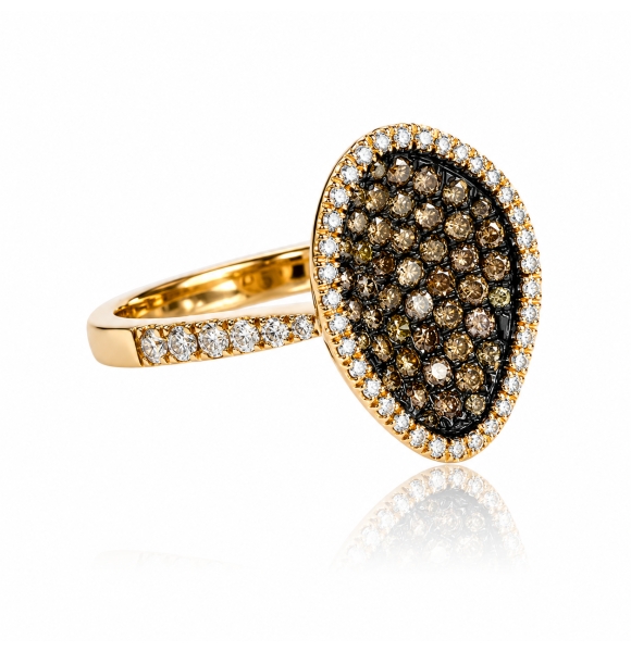0.60 Ctw Anillo de Oro Amarillo de 14K con Diamante Chocolate
