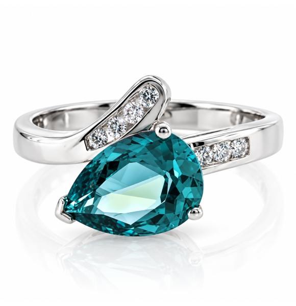 Anillo de Alejandrita Azul a Verde en Plata