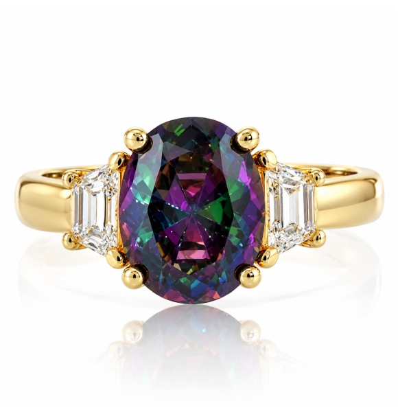 Anillo de Topacio Mistico en Plata .925 con un Baño de Oro 14K