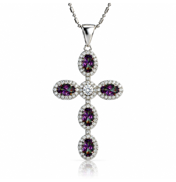 Cruz de Plata Con Topacio Mistico