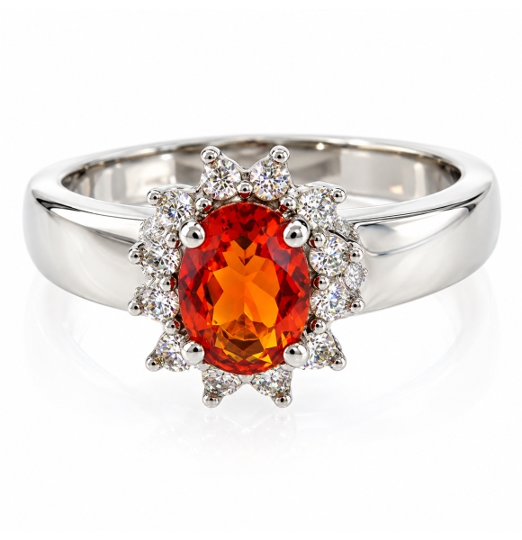 Hermoso Anillo de Plata con Ópalo de Fuego Genuino